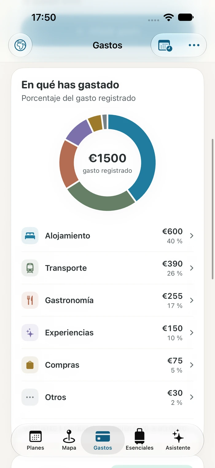 Current Traivu expenses screen with fictional amounts and spending categories